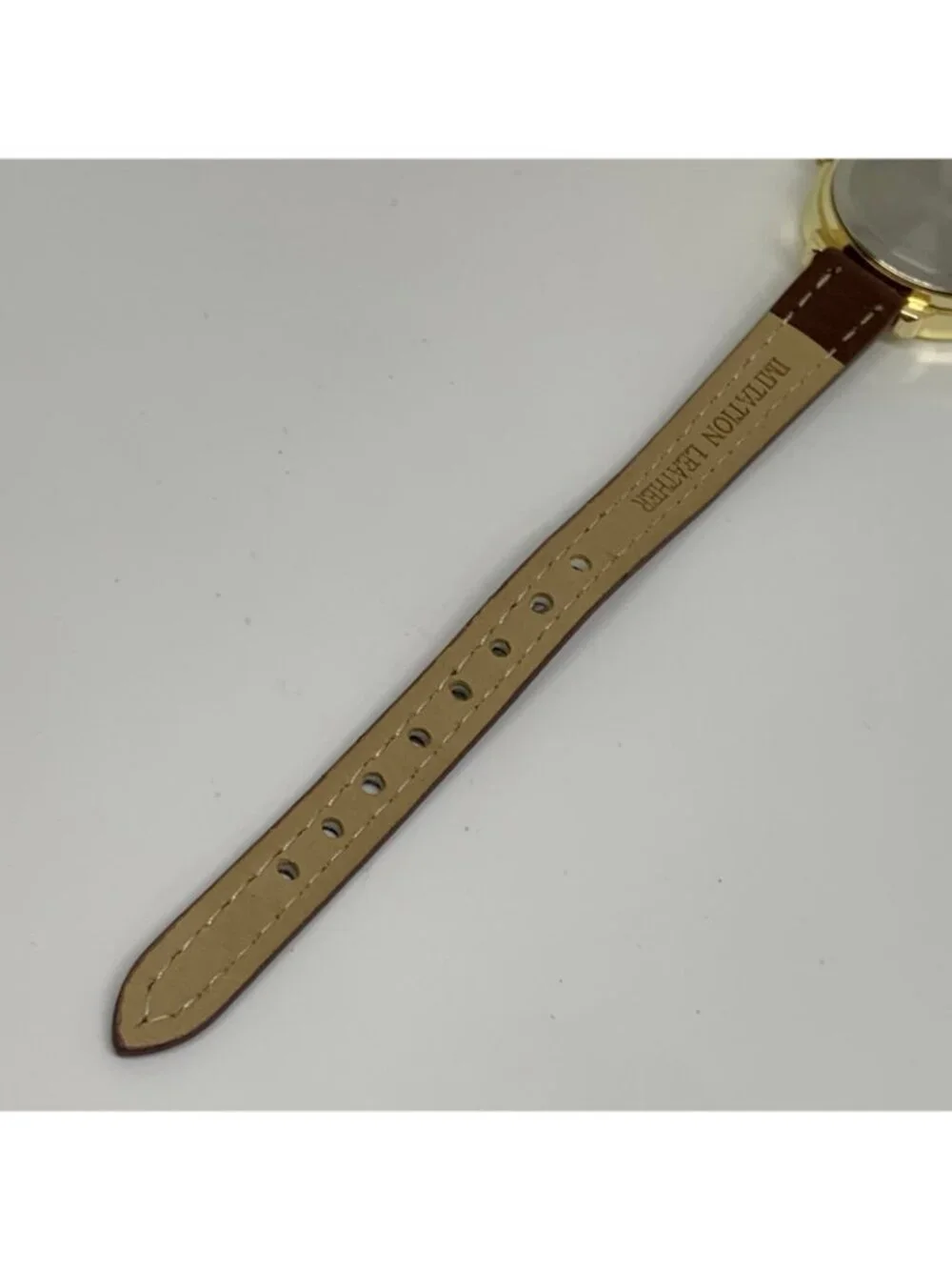 FMD Women’s watch gold tone 25mm quartz analog brown leather band running